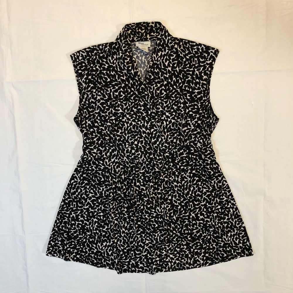 Mimi Maternity Sleeveless Pullover Stretch Black & White Blouse Top size M